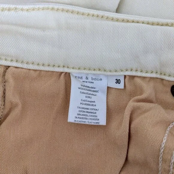 RAG & BONE Women's Cate Mid Rise Ankle Skinny Jeans  Size 30  Ivory - Picture 7 of 8